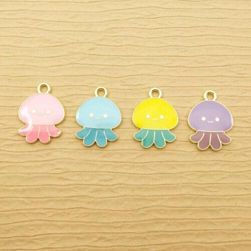 10pcs 15x20mm enamel octopus charm for jewelry making cute earring pendant bracelet charm necklace charms diy finding
