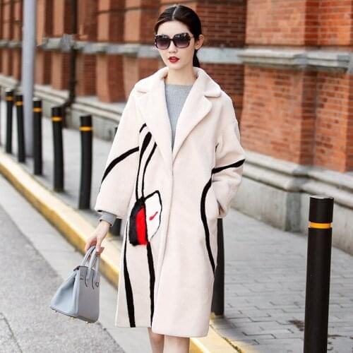 2020 Luxury Genuine Real Sheep Fur Coat Female Jacket Winter Warm Women Wool Fur Outerwear Coats Lady Clothing WYQ852
