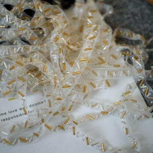 3yard price 1cm wide mesh beaded hand-stitched lace accessories DIY clothes neckline sleeves shoes and hat decorat