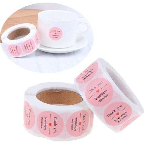 500pcs Per Roll Pink Label Paper Thank You Sticker Seal Labels Sticker For Package Stationery Sticker Christmas Gift Decoration