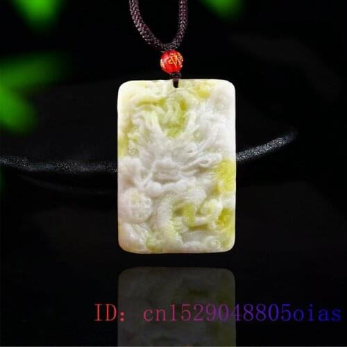 White Jade Dragon Pendant Amulet Chinese Gift Accessories Fashion Jewelry Gemstone Carved Necklace Women Natural Charm