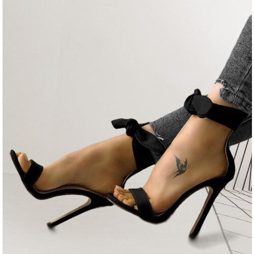 New Fashion Sexy Sandalias Mujer 2021 High Heels Peep Toe Butterfly Wedding Party Ladies Shoes and Sandals Plus Size 34-52 81-3