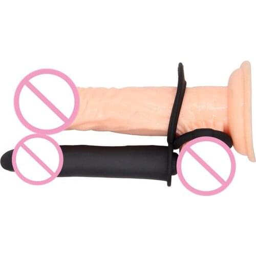 Double Vibrating Double Penetrator Straps on Dildo Anal Butt Plug Cock Ring Adult Sex Toy Sex Product for Women Realistic Dildo