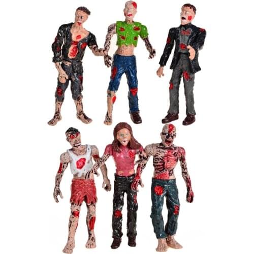 6PCS Zombie Walking Dead Dolls Action Figures Toys Static Model Of Movable Joints Scary Monster