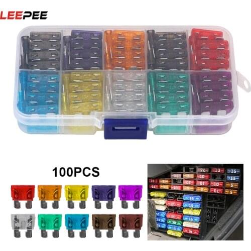 Fuse Tool Car Truck Fuses 2A 3A 5A 7.5A 10A 15A 20A 25A 30A 35A 40A Amp Auto Blade Type Fuse Set 50/100 Pcs Clip Assortment