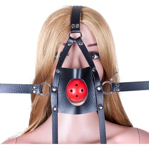 42mm Ball Gag Open Mouth Gag PU Leather Bondage Restraint Oral Gag Adult Games Exotic Slave BDSM Sex Toys for Couples Women