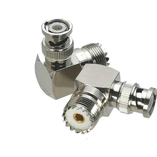 10Pcs Connector BNC Male Plug to UHF SO239 Female Jack Right angle RF Adapter Connector Coaxial For Radio Antenna High Quanlity