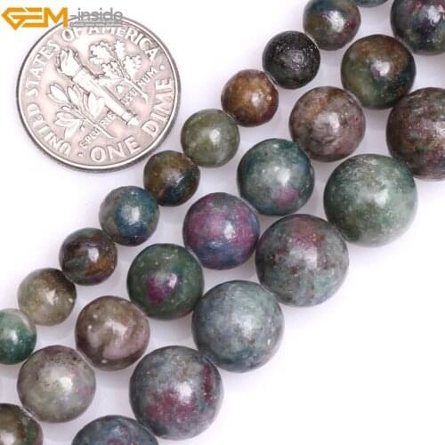 6mm-10mm Round Natural Green Red Brazil Rubys Apatites Beads for Jewelry Making Strand 15 Inches Necklace DIY Gem-inside