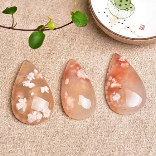 Madrasga Natural Cherry Blossom Agate Drop Pendant Ice Floating Cherry Blossom Agate