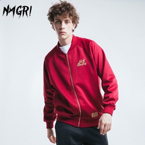 NAGRI Embroidery Jacket Coat Men Jacket Zipper Sweatshirt Sportswear Gym Hoodies Casual Clothing