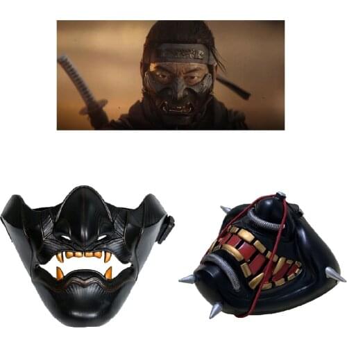 Shimura Resin Mask Black Ghost of Tsushima Game Cosplay Halloween Mask Fancy Party Horror Props Nice Gift for Hallowmas