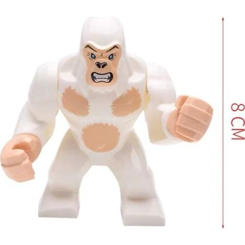 [MOC Hub] White Gorilla Animals Building Blocks Brick Horse Crocodile Gorilla Tiger Kids Toys Animal Lockings Figures Assemble