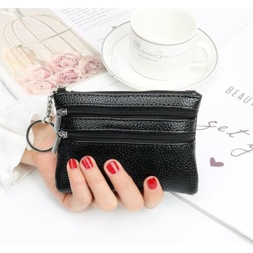 Fashion Leather Women Wallet Clutch Two Zip Female Short Small Coin Purse Brand New Design Soft Mini Card Cash Holder