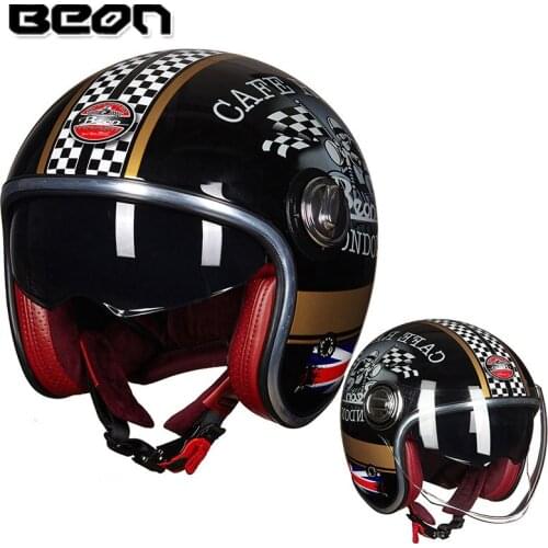 BEON Motorcycle Open Face 3/4 Helmet Men Woman Vintage Moto Helmet Motorbike Casco Capacete Biker Retro Scooter Helmets