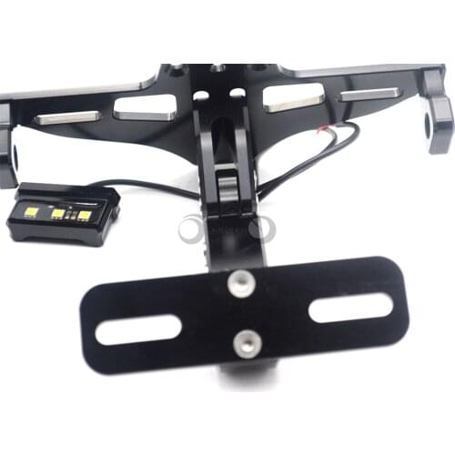 Motorcycle LED light licence barckets Adjustable Moto License plate Holder Bracket Rear Light 12V CNC Fender Tidy Tail holder