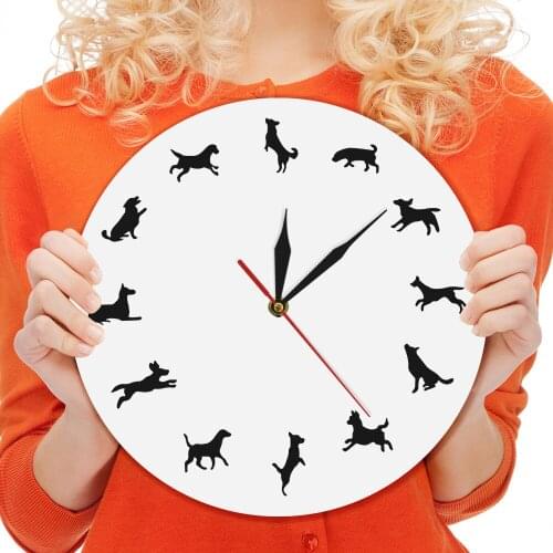 Pie-Dog Wall Clock Animals Iconic Clock Modern Puppy Wall Art Home Decor Wall Art For Dog Owner Gift