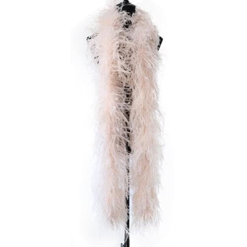 1Pcs 6Ply Ostrich Feathers Boas Fluffy Marabou Decorative Scarf 2 Meters Dyed Various Wedding Stage Clothing Sewing Accessory