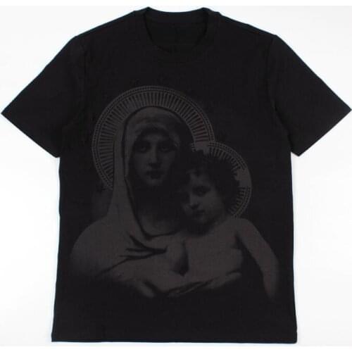 19 New Novelty High Men Stereo Star Virgin Mary Halo T Shirts T-Shirt Hip Hop Skateboard Street Cotton T-Shirts Tee Top #41