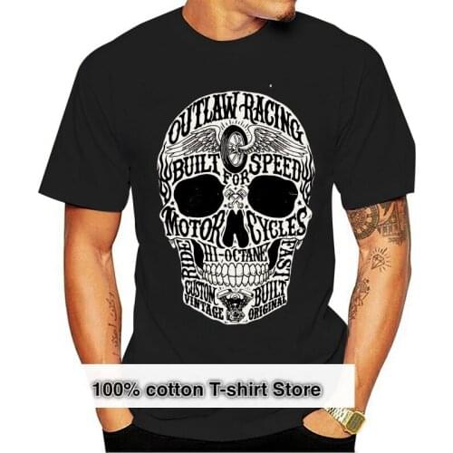 2018 New Mens T Shirts HI-OCTANE Skull T-Shirt Uomo S-2XL BIKER Rock Metal OUTLAW MOTORINO CAFE RACER Print Round Neck Man