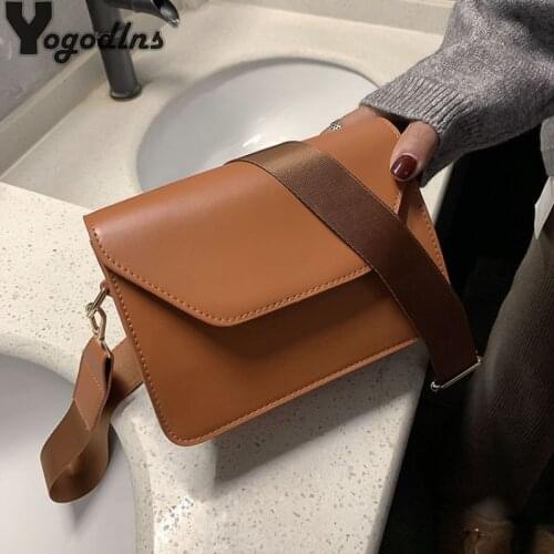 New Vintage Pu Leather Shoulder Bags For Women 2021 Girls Flap Casual Messenger Bags Simple Design Crossbody Bags Envelop Purse