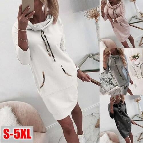 Autumn Winter Womens Fashion Long Sleeve Hoodies Dresses Slim Casual Hooded Dress Femme Plus Size Pullover Clothing Vestidos