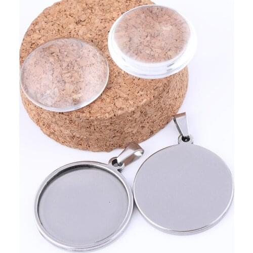10pcs stainless steel 25mm blank cabochon settings diy rose gold black pendant base trays diy necklace jewery bezels