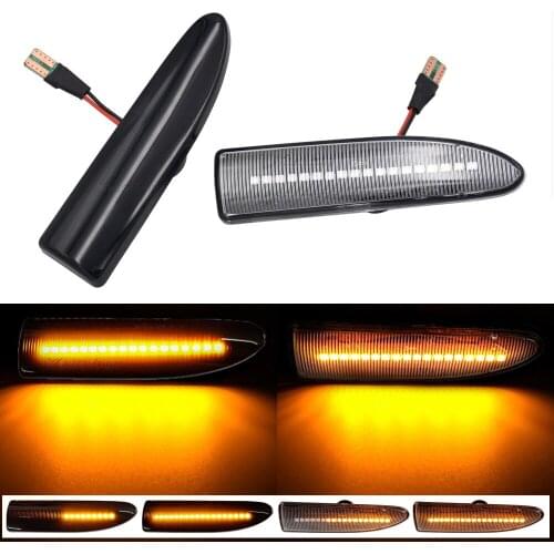 Pair Flowing Side Marker Light LED Turn Signal Dynamic Blinker Lamp Reapeater Lights For Jaguar X-TYPE 2002-2009 2003 2004 2005