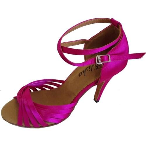 Customized Heel Hand-made Womens/Girls' Open Toe Latin Dance Sandal Hot Pink Socials Evening Indoor Salsa Party Dancing Shoes