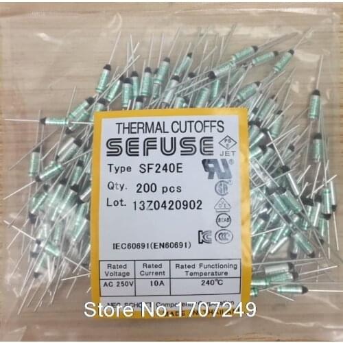 Free Shipping 50PCS/lot NEW SF240E SEFUSE Cutoffs Thermal Fuse 240C 240 Degree 10A 250V Metal fuse SF240E
