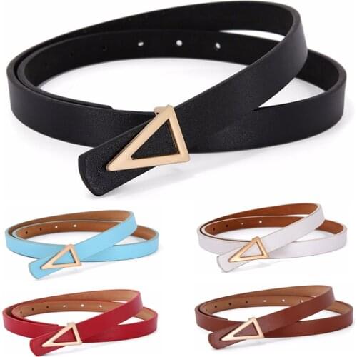 Korean Women Belt Fashion Waist Belt PU Leather Metal Buckle Triangle Pin Belts for Ladies Leisure Dress Jeans Wild Waistband