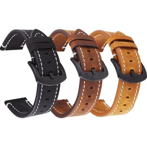 Genuine Leather Watchband 18 19 20 21 22mm 24mm Strap For Samsung Galaxy 42mm 46mm Gear S2 S3 Band For Huawei Watch GT Bracelet