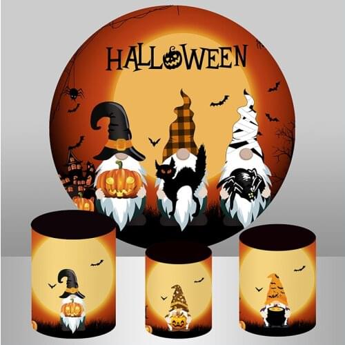 Sensfun Hallowen Party Pumpkin Round Backdrop Cartoon Photo Background Party Decor Cylinder