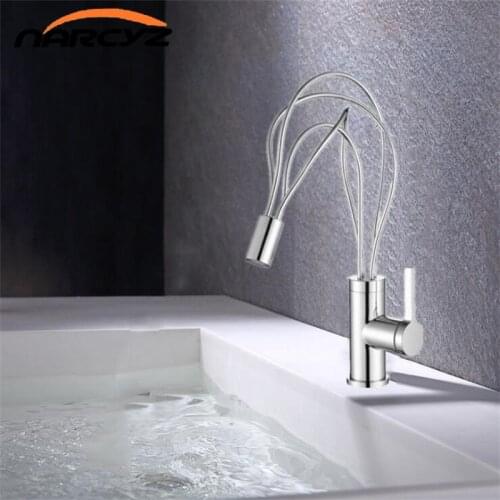 Basin Faucet Chrome with lighted Brass 360 Degree turn multi-function wash basin above counter basin Hot and Cold Faucet EY-A143