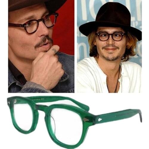 Johnny Depp Retro-Vintage Round Frame Unisex Acetates Sun Glasses 49 46 44 Sizes for Prescription Fullset Case