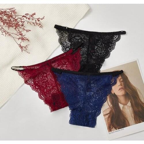 BANNIROU Sexy Panties Woman Underwear Lace Briefs Breathable Female Panty Transparent Panties New Underwear For Women M-XL 3 Pcs