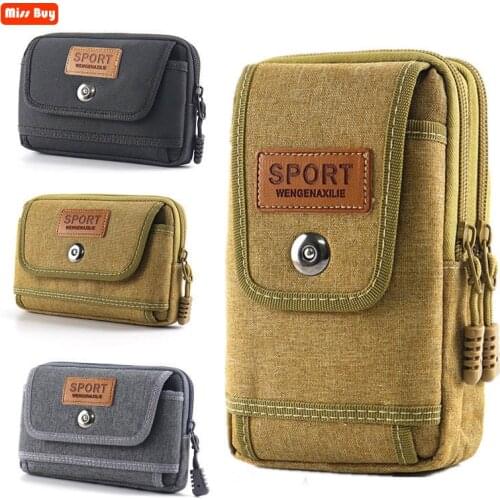 Universal Canvas Waterproof Mobile Phone Bag For Samsung/iPhone/Huawei/Nokia/Xiaomi/MOTO Wallet Case Belt Pouch Coin Purse Cover
