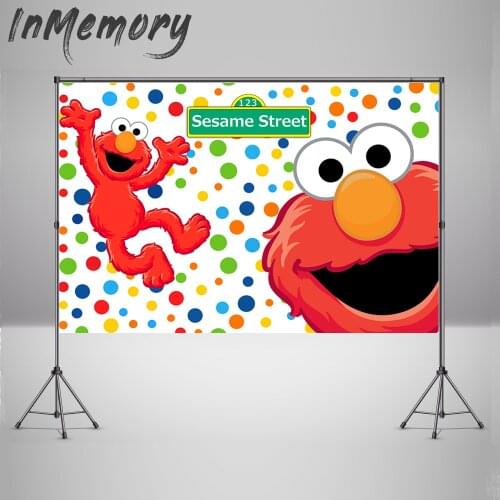Vinyl Sesame Street Party Banner colorful dots Children Birthday Decoration Photocall Backdrop Photo Studio 220x150cm