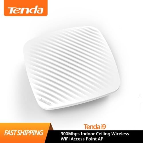Tenda i9 300Mbps Indoor Ceiling Wireless WiFi Access Point AP Wi-Fi Repeater Extender Router with 9W 802.3af POE Power Adapter