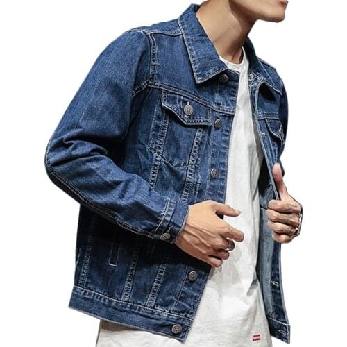 Japanese autumn mens denim jacket fashion casual mens denim jacket male denim jacket