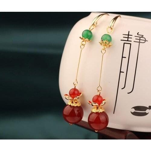 MYWINY 2019 New yellow nature stones earrings dangle ethnic flower earrings vintage fashion jewelry for women and girl gift08