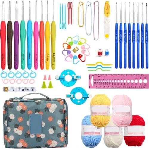 1 Set Crochet Hooks Practical Ergonomic Design 600D Oxford Cloth Easy Use DIY Weave Yarn Knitting Needles Kit for Daily Use