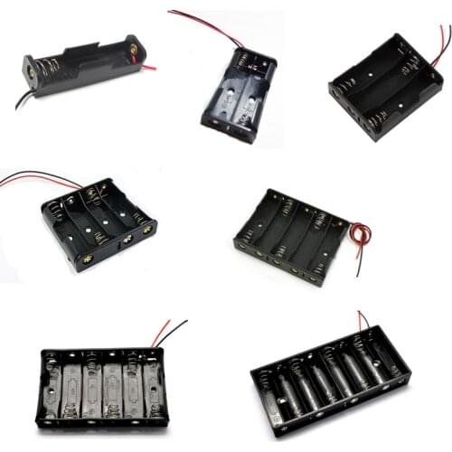 1Pcs 1x 2x 3x 4x 5x 6x 8x AA Battery Holder Box Case With Wire Lead 1 2 3 4 5 6 8 Slot AA Battery Container Power Case For DIY