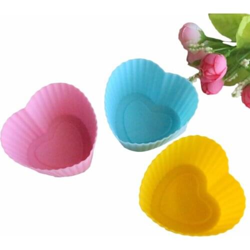 1pcs Kitchen Handmade Cake Mold Love Heart Shape Silicone Cupcake Liner Cup Muffin Baking Chocolate Fondant Mould
