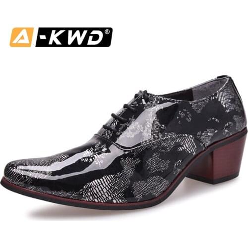 2019 Fashion Leather Shoe Casual Men Clothes Envio Gratis Printing Mens Dance Shoes High Heels Men Luxury Shoes Silver Man Shoe