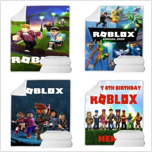 2021 Roblox Soft Warm Coral Fleece Blanket Winter Sheet Bedspread Sofa Plaid Throw Light Thin Mechanical Wash Flannel Blankets
