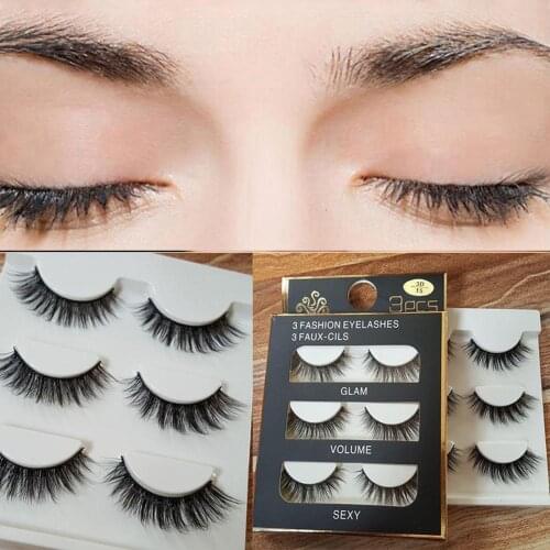 3 Pair Natural Looking Thick Cross False Eyelashes Makeup Beauty Fake Eye Lashes
