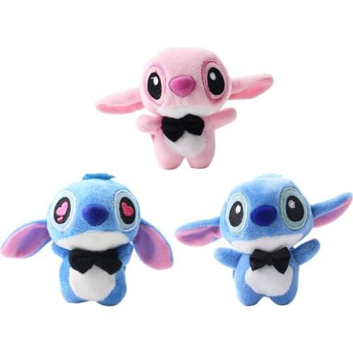 3styles 8cm Lilo and Stitch Plush Toys Keychains Pendant Soft Stuffed Animals Doll Kids Christmas Gift