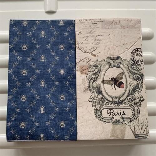33*40 vintage napkins paper elegant tissue cute animal bee Mirror decoupage wedding birthday party serviettes home cafe decor