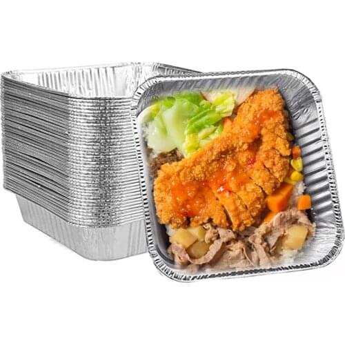 1000pcs Rectangle Shaped Disposable Aluminum Foil Pan Take-Out Food Containers