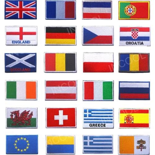 Europe Slovakia Croatia Romania Switzerland Spain France Wales Belgium Russia Netherlands Poland Vatican Flag Embroidery Patches